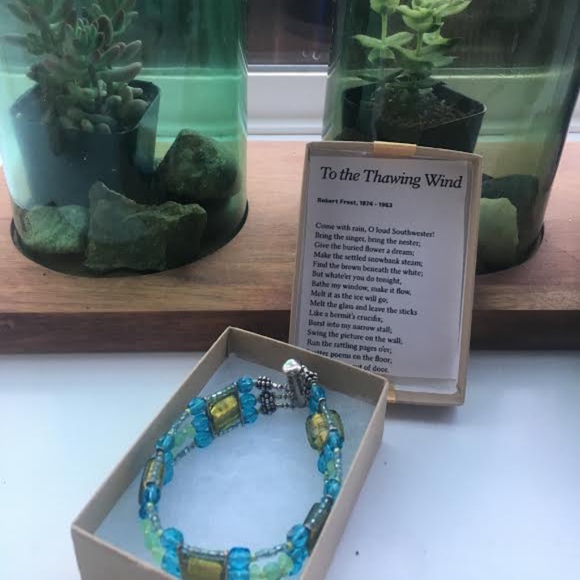 207: Blue Green Venetian Glass Bracelet - Picture 4 of 4